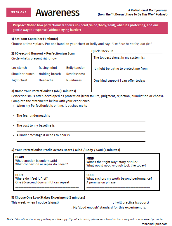 Perfectionist Microjourney 1 - Awareness 2026