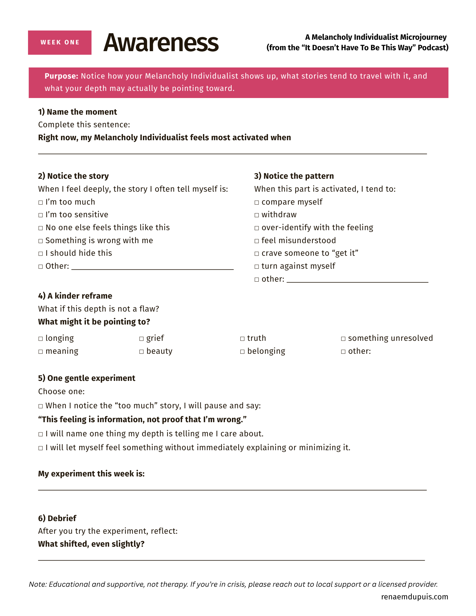 Melancholy Individualist Microjourney 1 - Awareness 2026