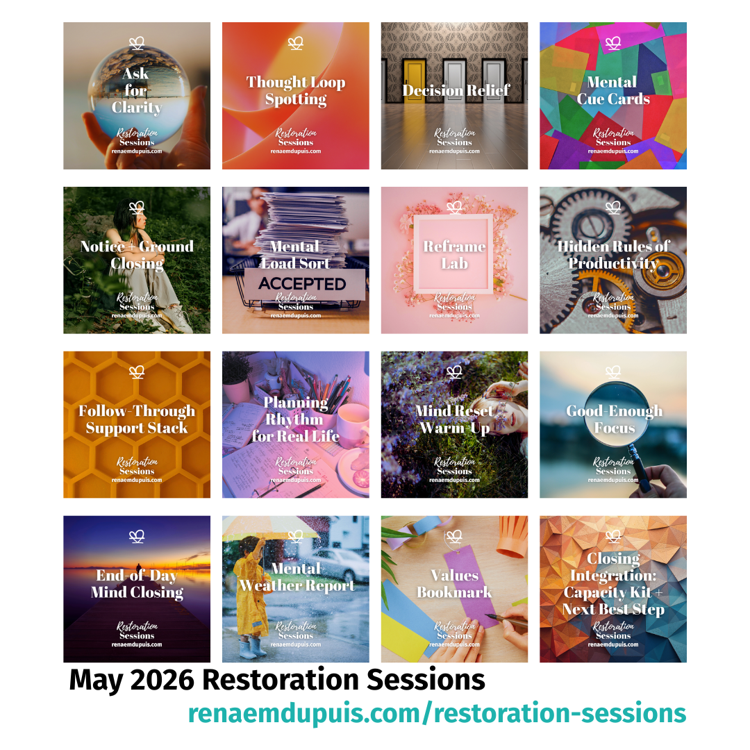 Restoration Sessions May 2026 - Grid Menu