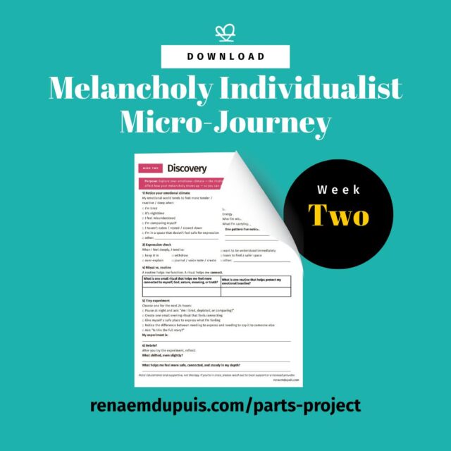 Micro-Journey #2 — Discovery

Your inner world does not happen in a vacuum.

Micro-Journey #2: Discovery helps you explore your emotional climate — the rhythms, spaces, body states, and conditions that shape how your melancholy shows up.

If your feelings tend to get louder when you’re tired, comparing, overstimulated, or lacking safe space, this practice will help you notice what your depth actually needs.

🧩 Download Micro-Journey #2:
https://renaemdupuis.com/product/melancholy-individualist-micro-journey-2-discovery/

#melancholyindividualist #microjourney #discovery #emotionalclimate #selfunderstanding #partsproject
