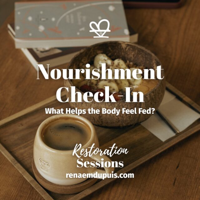 Fed. Warm. Steady. Supported. 💛

Nourishment Check-In explores what actually helps your body feel resourced—without shame or diet pressure.

Grounded and Steady — June Restoration Sessions
📅 June 18–20, 2026
Free + virtual • replay

https://renaemdupuis.com/restoration-sessions/

#restorationsessions #nourishmentsupport #bodycentered #wholepersoncare
