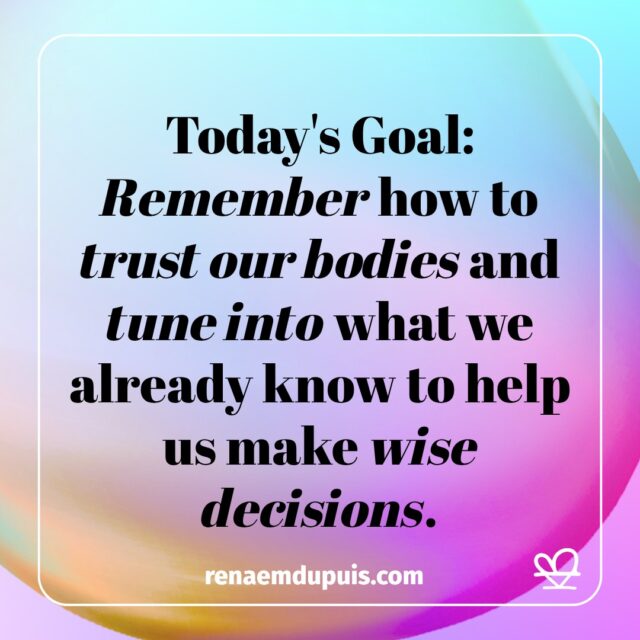 Today's Goal: Remember how to trust our bodies and tune into what we already know to help us make wise decisions.

Today is about remembering.
Not performing. Not pushing.
Just remembering how wise your body already is.

Free replay of "Building Stress Resilience" available through June 22. Link in comments or renaemdupuis.com 💛

#TrustYourBody #TheTruthOfYou #HealingRhythms